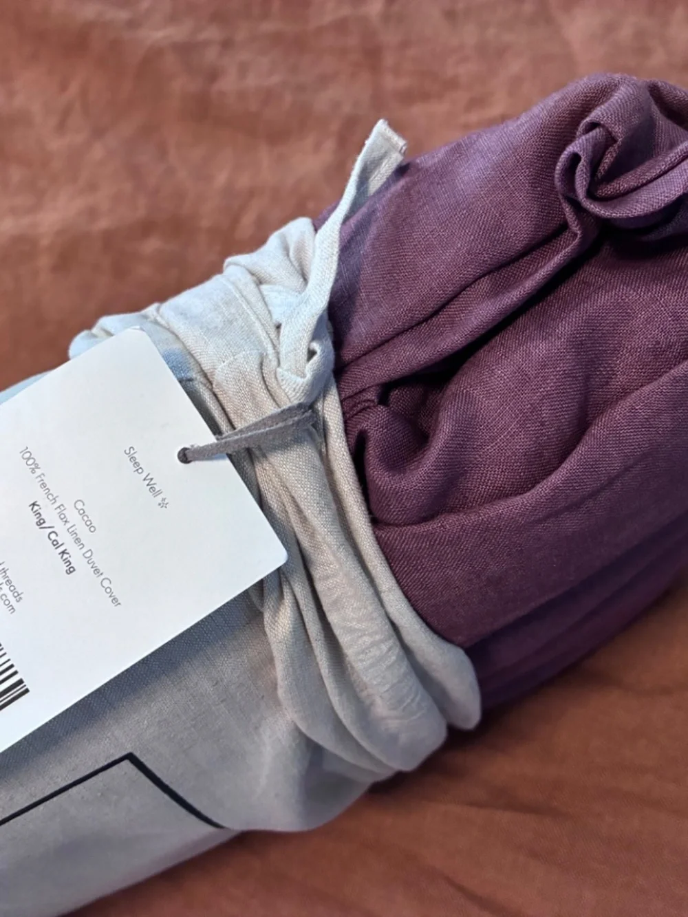 NWT Bed Threads 100% Flax Linen Cacao KING / CALI KING DUVET and PILLOWCASES